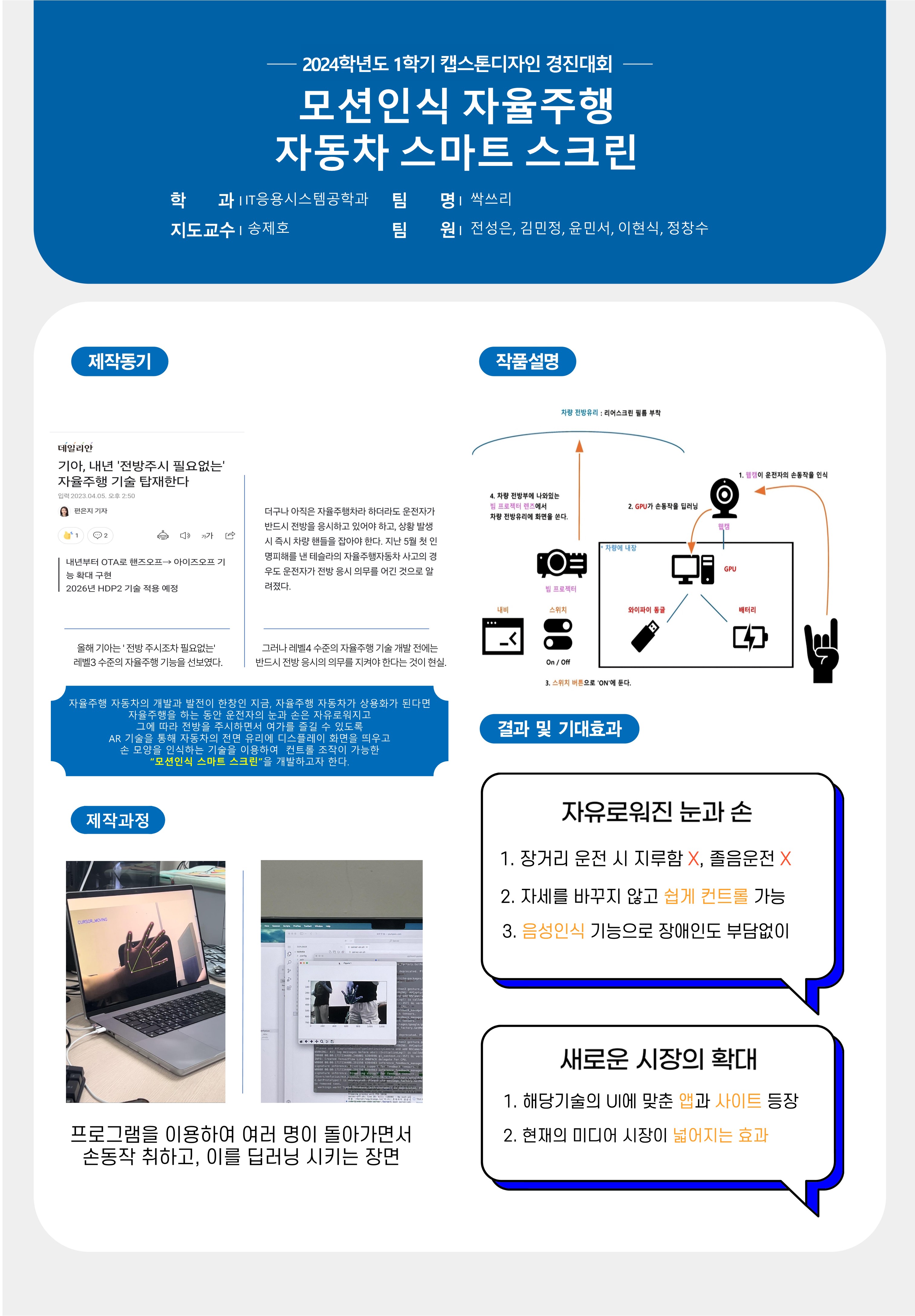 모션인식 자율주행 자동차 스마트 스크린