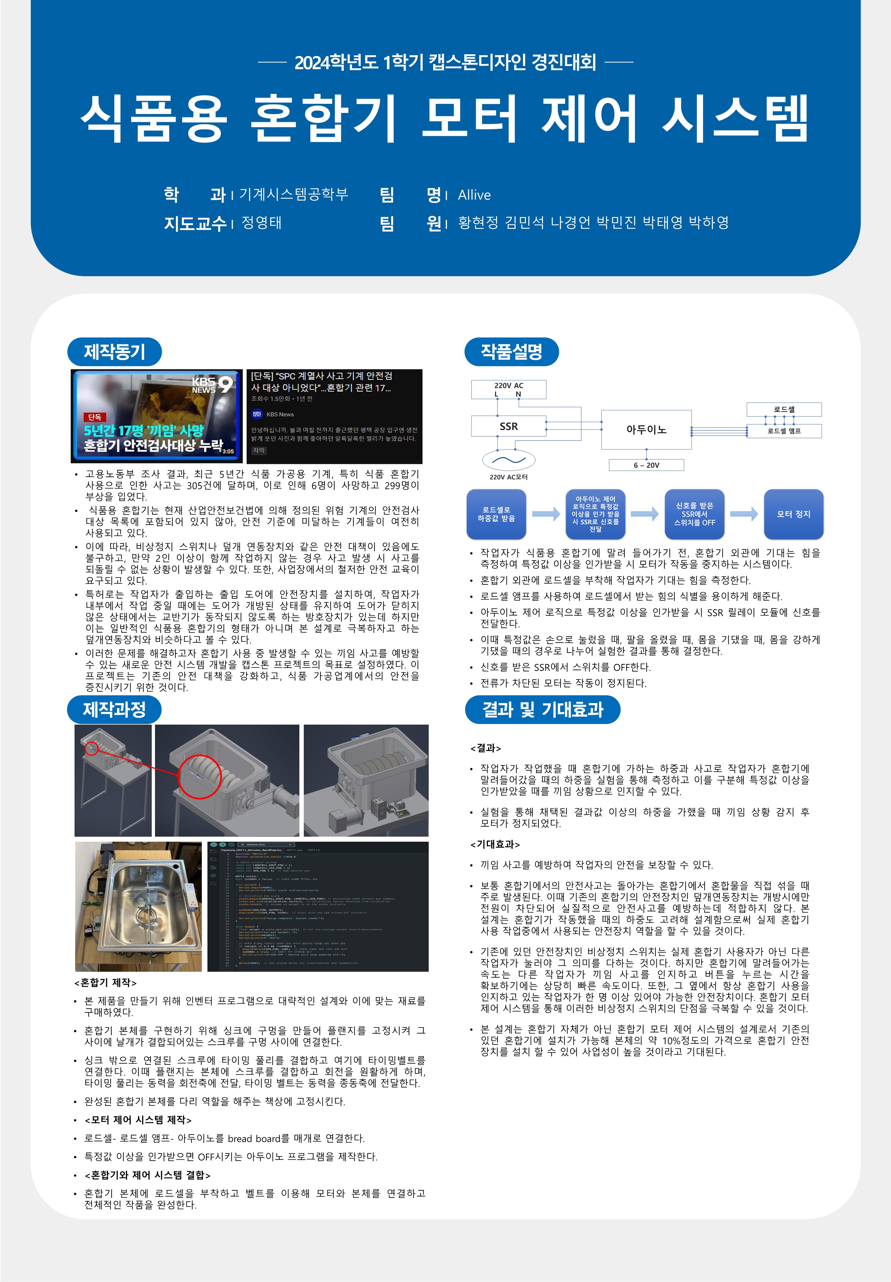 식품용 혼합기 끼임 방지를 위한 모터 제어 시스템