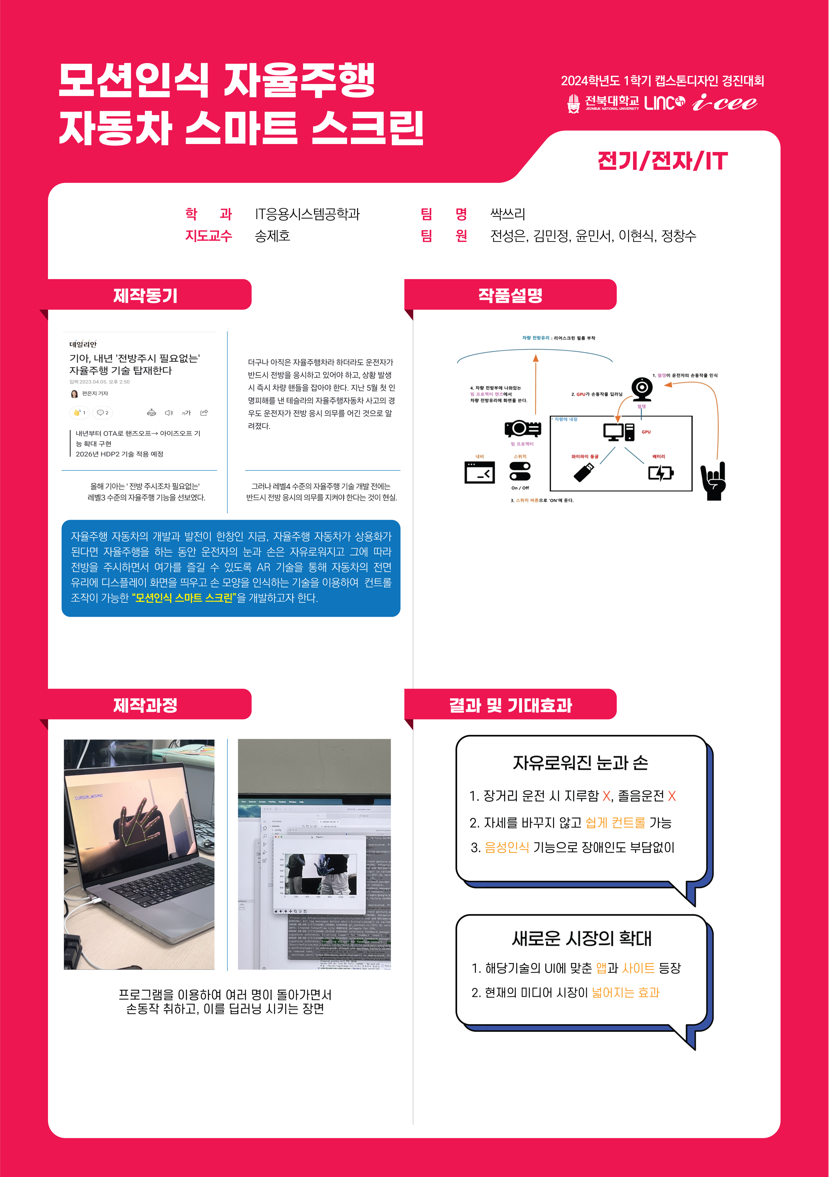 모션인식 자율주행 자동차 스마트 스크린