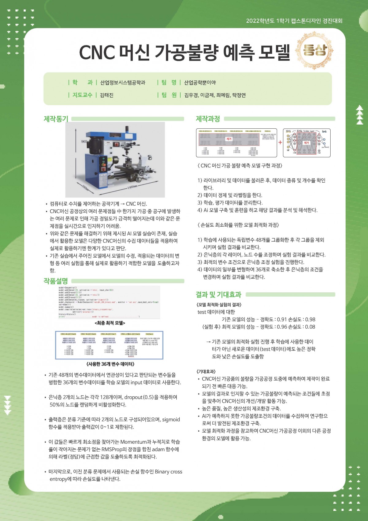 CNC 머신 가공 불량 예측 모델