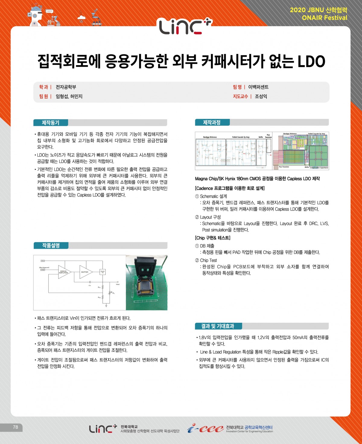 집적회로에 응용가능한  외부 커패시터가 없는 LDO