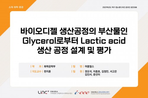 바이오디젤 생산공정의 부산물인 Glycerol로부터 Lactic acid 생산공정 설계 및 평가